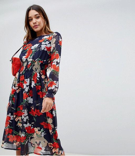 OEM your own hot sale girls high neck floral midi dress