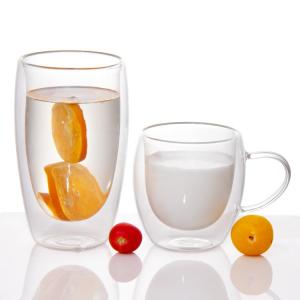 China 8oz Espresso Double Borosilicate Glass Thermal Glass Cups Mug For Restaurant on sale