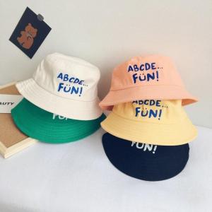 China Plain Letters Fisherman Hat Sunscreen Flat Top Hat For Children on sale