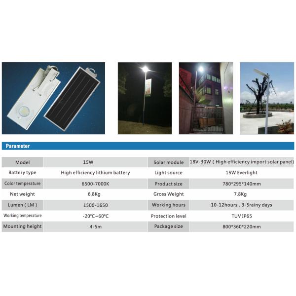 Integrated Led Solar Street Light / Solar Panel Garden Lights With Aluminum Alloy Housing