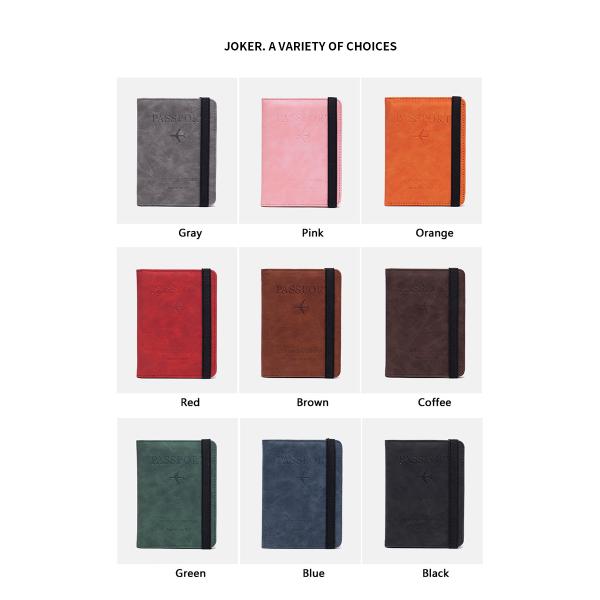 Leather Passport Cover Case Stamping Simple Plane for Travel Document and Credit Card