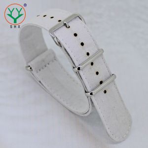 SS304 Custom Canvas Watch Straps , Snowy White 20mm Canvas Watch Band