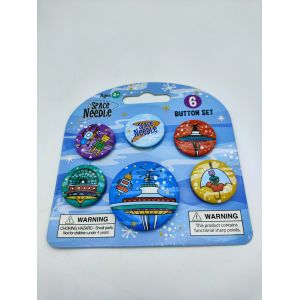 China Tinplate Custom Metal Pin Badges Space Needle Shape Safty Back Side wholesale