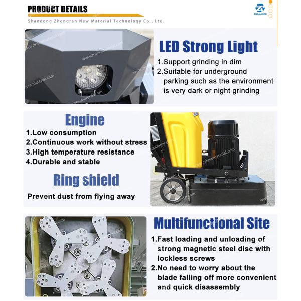 7.5KW/10P Concrete Floor Grinding Machine With Vacuum High Efficiency