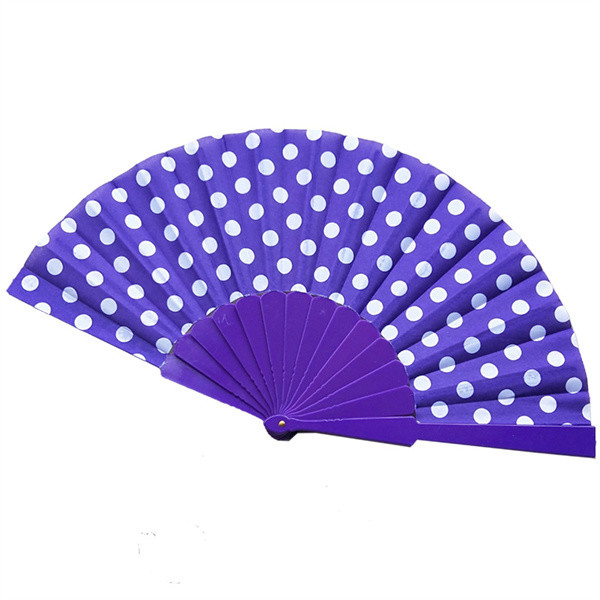Multicolor Plastic Foldable Hand Fans Customized Logo With Polka Dots Pattern
