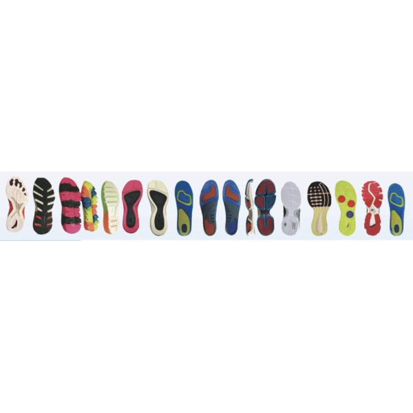 Various shoe sole designs produced by our equipment