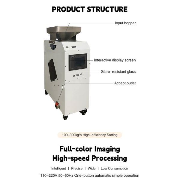 Coffee Beans Rice Grain Color Shape Sorting Machine Ccd Optical Technology For Dry Vegetables