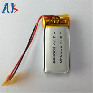 China Safety Small LiPo Battery 3.7V 500mAh Lithium LiPo Cell 702040 wholesale
