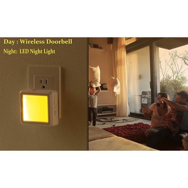 Self-Power Weatherproof Transmitter Plug in Night Lights with Wireless Doorbell