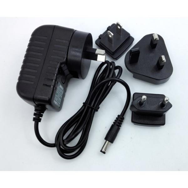 9V 1A wall amount power adapter interchangeable plug CE FCC ROHS UL GS SAA