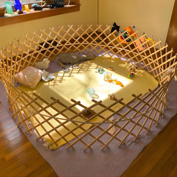 Upgrade Your Living Room with Our Sturdy and Eco-Friendly Large Baby Solid Wood Foldable Playpen