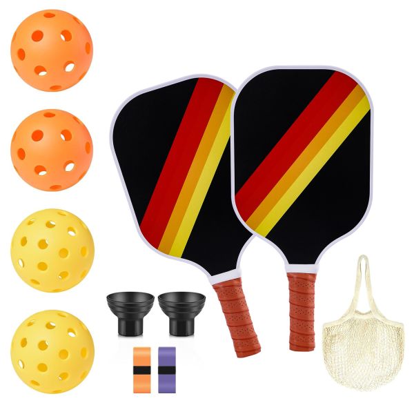Fiberglass Pickleball Paddles Set for Adults with 2 Rackets 4 Balls and Carry Bag