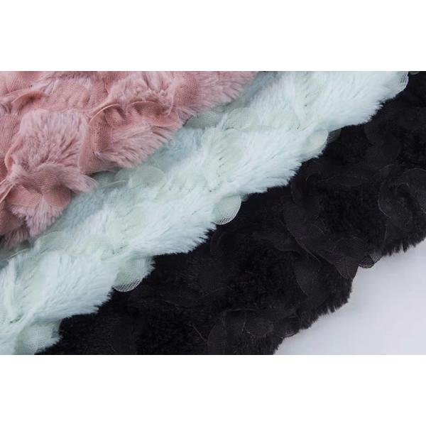 DDP USA No MOQ High Quality Soft 100% Polyester Custom Solid Color PV Velvet Fabric Shaoxing 3D Flowers Embroidery Fabric