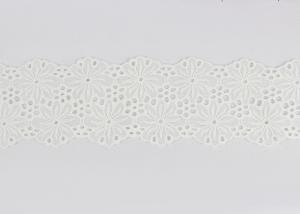 China Beige Stretch Cotton Embroidered Lace Trim For Sewing Decoration DIY Wedding Dress wholesale
