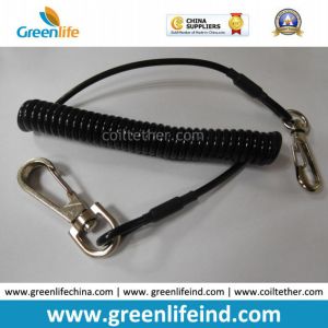 Police Using Black Strong Safe Spring Hook Coil Lanyard