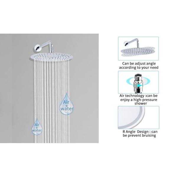 Polished Chrome 8inch 360D Shower Faucet Set Rust Resistance