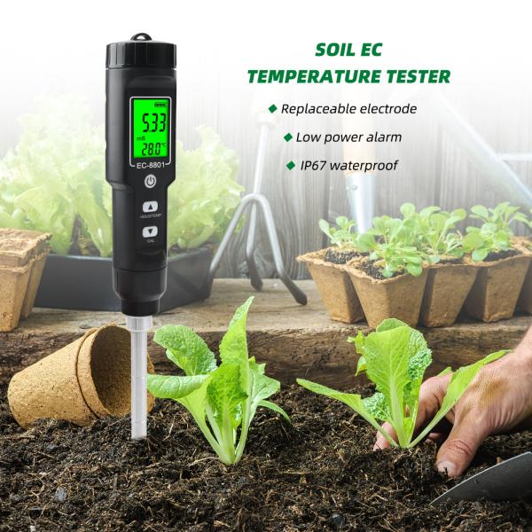 LCD Display Soil Ec Meter 2 In 1 Multipurpose Conductivity Tester