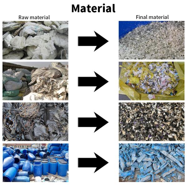 Double Shaft Single Motor Shredder for Custom Small Footprint Pvc Hdpe Pp Pet Scrap