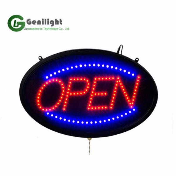 LED Open Signs with ON/OFF and Flashing Options in Bright Oval Shape 58*36 Panel Size