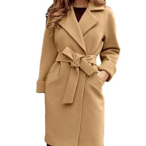 China                  Fashion Wholesale Ladies Wool Plus Size Design Long Jackets Coats Casual Jacket Oversize Coats with Tie for Women Woolen Knitted              wholesale
