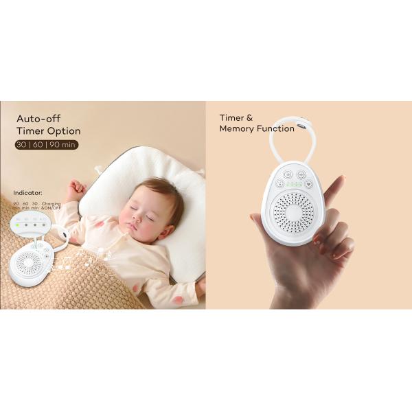 Portable White Noise Machine with 20 Soothing Sounds for Baby and Adults