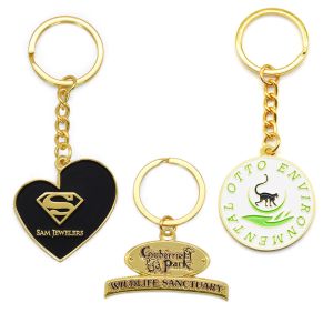 Enamel Name Metal Keychain Custom Logo Engravable Round Key Ring