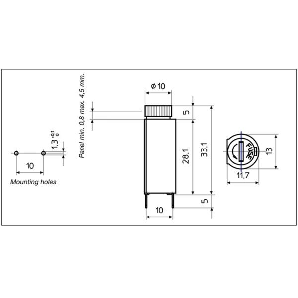Bayonet 5.2x20mm PCB Mount Fuse Holder 6.3A Insulation Resistance