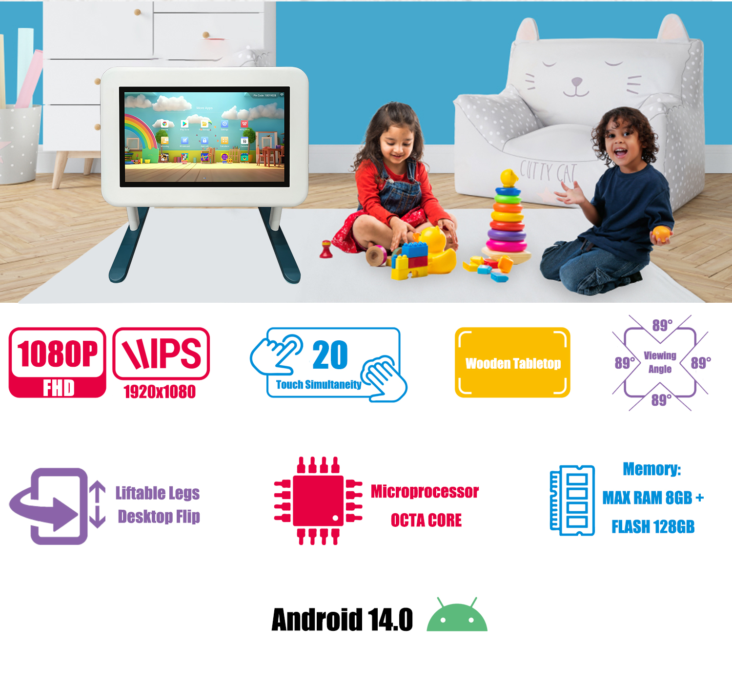 LCD Interactive Touch Table 32inch Polikids Master Series for Children