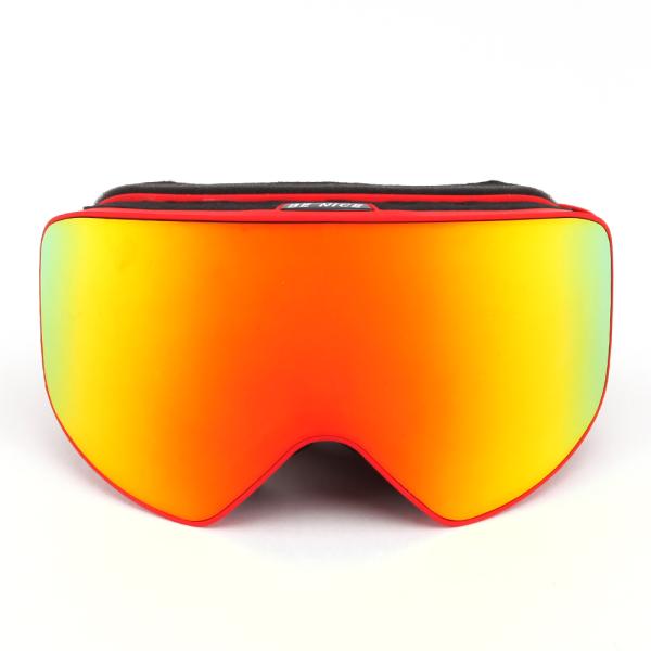 Red Color Ski Goggles High Clear Vision Dual Layer Polycarbonate Lens Material
