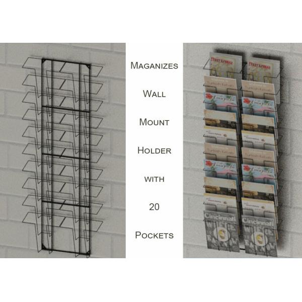 China Wall Mount Magazine Office Display Racks With 20 Literature Pockets Size A4 wholesale