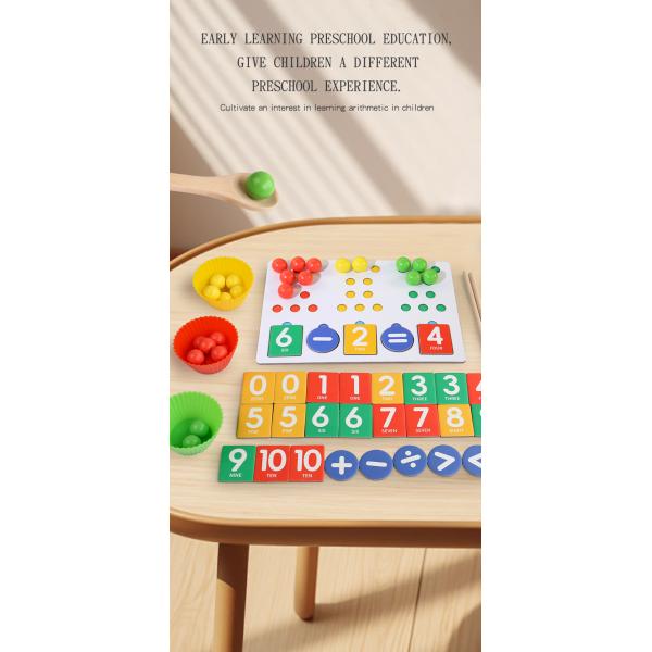 2024 Wooden Number Cognitive Educational Number Matching Toy Wooden Clip Beads Game Counting Toy