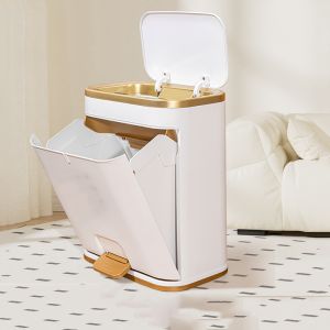 China Household Intelligent Induction Electronic Motion Double Open Lid Large Capacity Plastic Trash Can wholesale