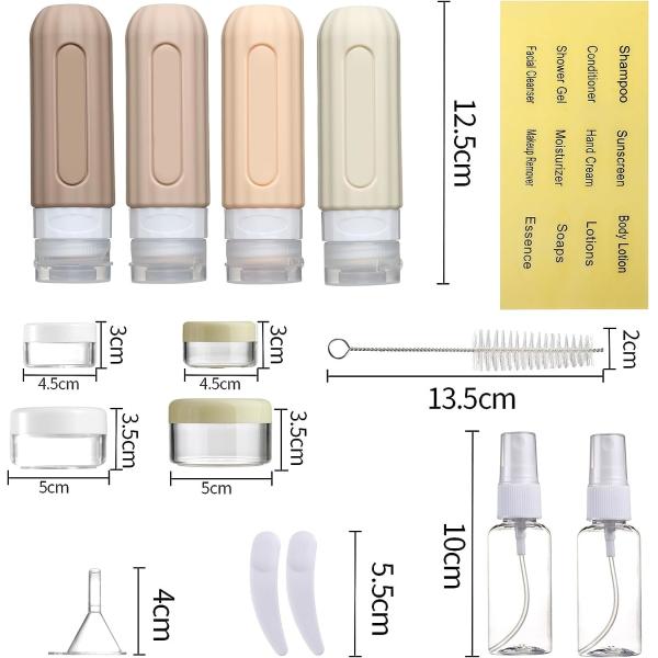 16 Pack Refillable Toiletries Silicone Travel Bottle Set - close-up view
