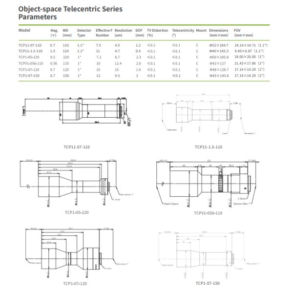 180mm Low Distortion Object Space Telecentric Lens Telecentricity <0.1°