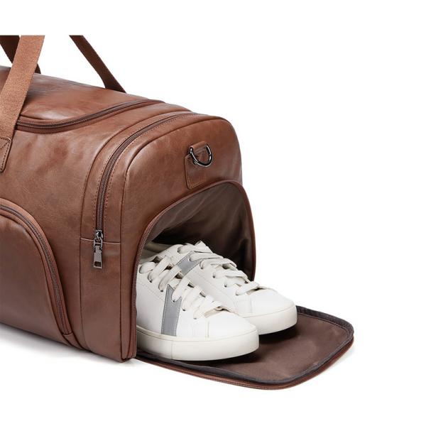 MingLu Custom Logo Large Leather Weekend Bag Mens Rainproof Durable