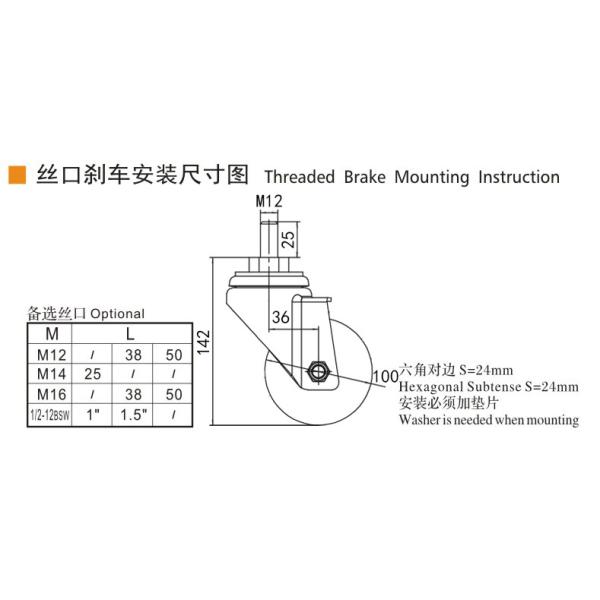 EDL Medium Duty 4inch 150kg Red TPU Threaded Caster by Swivel and Brake type