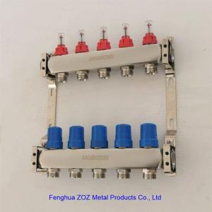 China 5 Port Stainless steel water underfloor heating manifold , 304 stainless steel intelligent water manifolds on sale