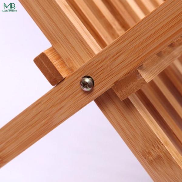 Bamboo Foldable Bowl Storage Holder Drain Rack