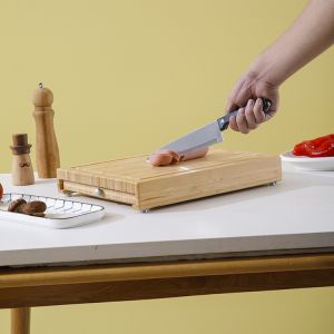 Natural BAMBOO Cutting Board with Five Knives Exquisite Multifunctional Design