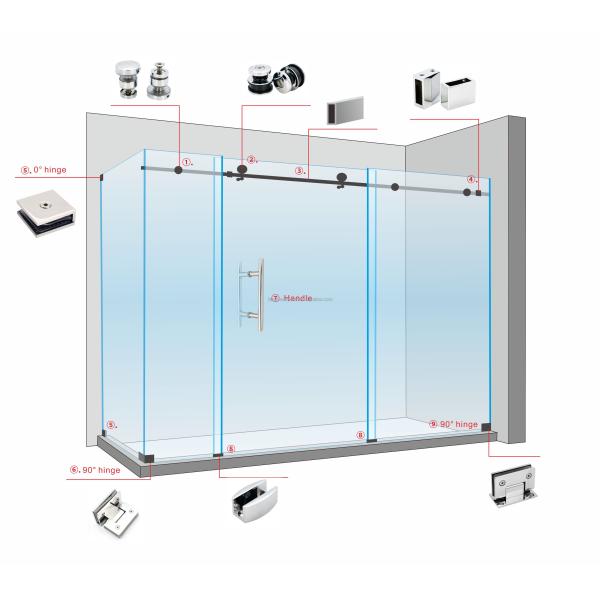 304 Stainless Steel Glass Hardware for Modern Barn Door Shower Frameless Design Style