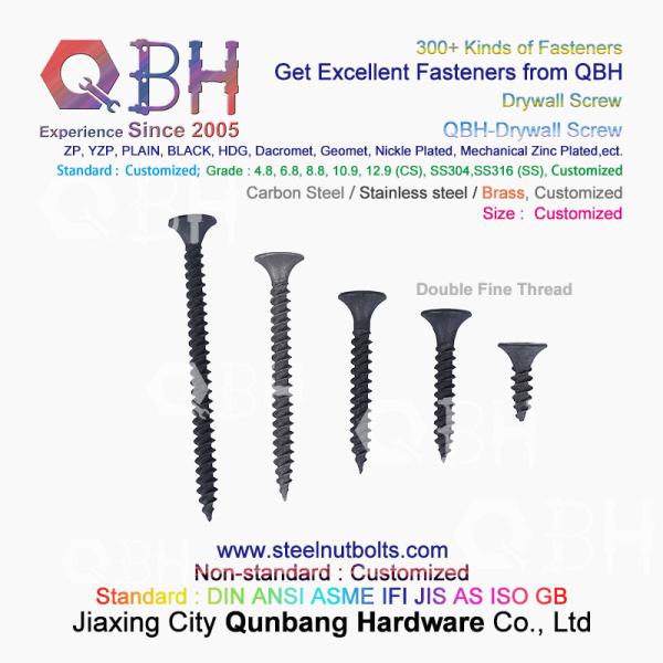 QBH 3.5*25 Black Phosphating Drywall Self-Tapping Bugle Head Double/Single Threaded Carbon Steel Dry Wall Screws
