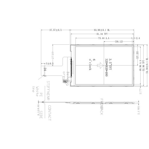 262K NTSC LCD TFT Screen Symmetry FPC 3.5 Inch 320x480 ILI9488 Color