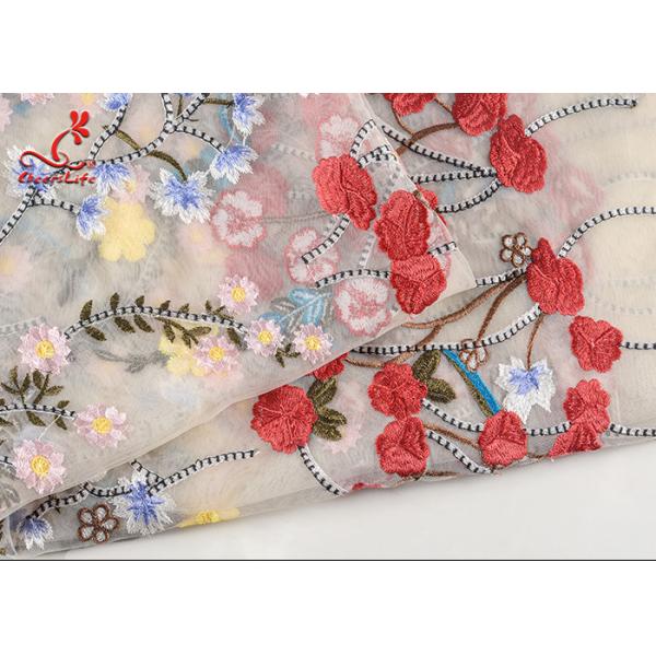 Guipure Multi - Color Embroidered Lace Fabric 130CM Width For Apparel