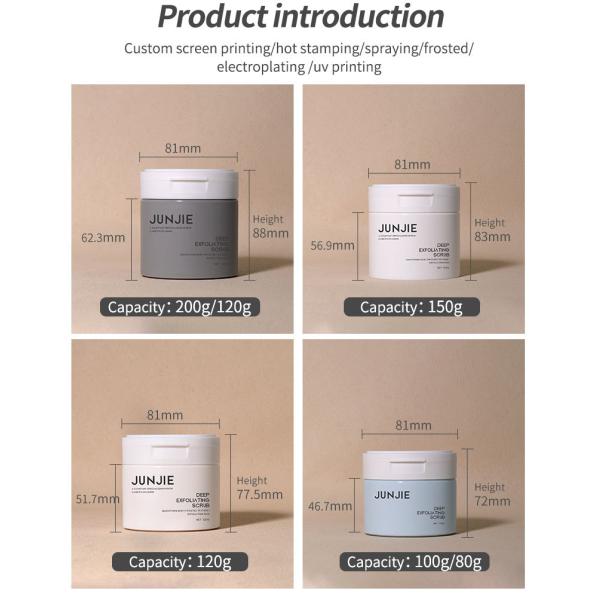 PP Body Lotion Cosmetic Bottle 200ml Cotton Pad Jar Set 120g Scrub Container Flip-top Cosmetic Jar