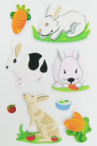 China Non Toxic Colorful Kids Puffy Stickers Funny 3D Rabbit Shape Easy Peel Off on sale