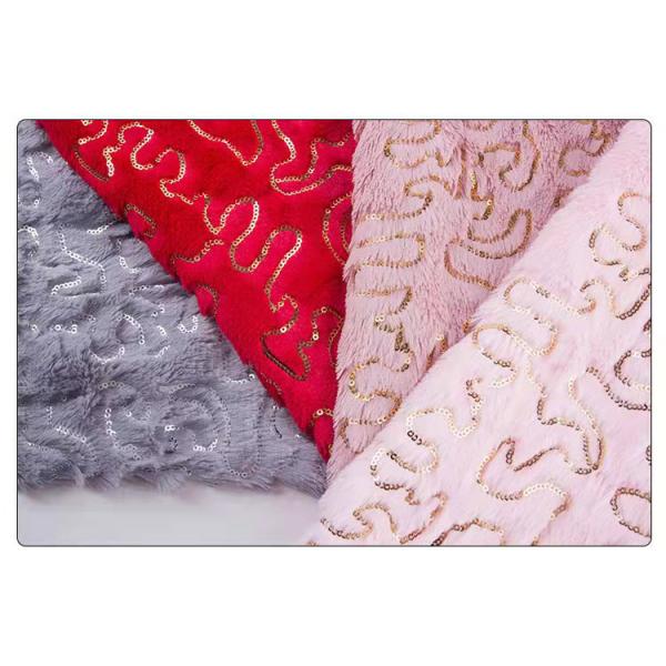 DDP Free Sample Textiles Best Design Reversible Gold Sequin Red/Pink/Grey Velvet Fabric Wholesale