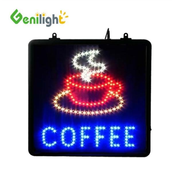 ABS Open-Mold Coffee Cup Logo LED Open Sign for Cafe Stop Brightness -