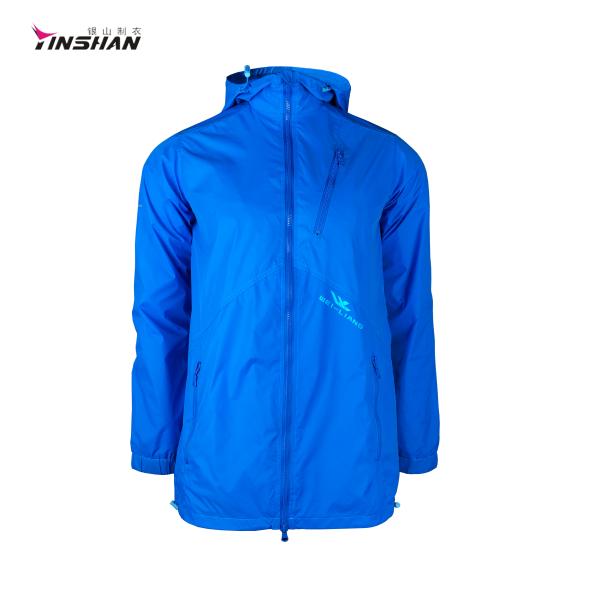 Blue Custom Logo Polyester Soft Shell Windproof Windbreaker Water Proof Men's Jackets