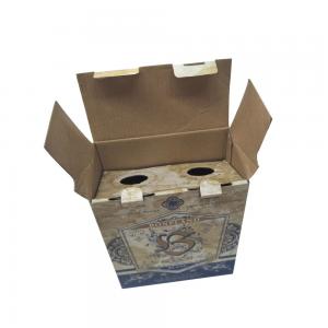 China Printed Single Wall Corrugated Paper Tuck Top Auto Bottom Box Twin Bottles Package wholesale