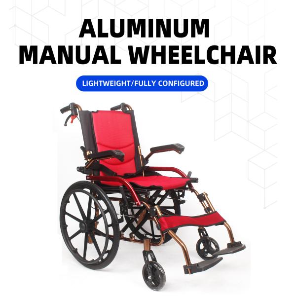 Aluminum High-End Custom Models Lightweight Easy To Carry Foldable Manual Wheelchair With Removable Foam Seat Cushion